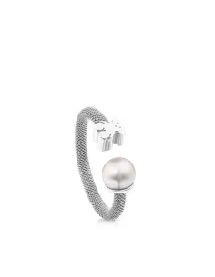 Anello TOUS Mesh Argento e acciaio con perla