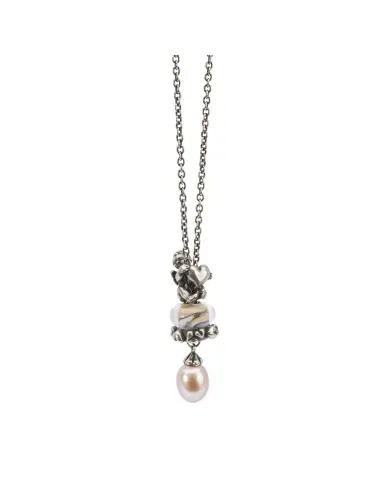 Trollbeads Collana D'Argento con Perla Rosa
