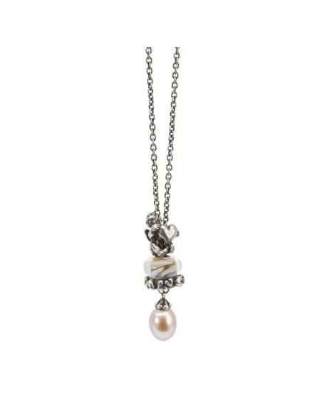 Trollbeads Collana D'Argento con Perla Rosa
