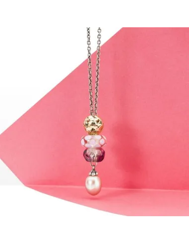 Trollbeads Collana D'Argento con Perla Rosa