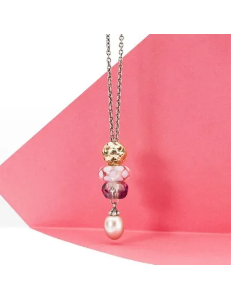 Trollbeads Collana D'Argento con Perla Rosa