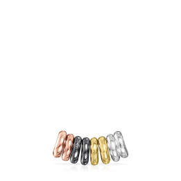 Ciondoli TOUS Hold Set di Anellini in Argento, Argento Brunito, Vermeil Oro e Oro Rosa