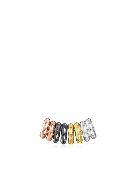Ciondoli TOUS Hold Set di Anellini in Argento, Argento Brunito, Vermeil Oro e Oro Rosa