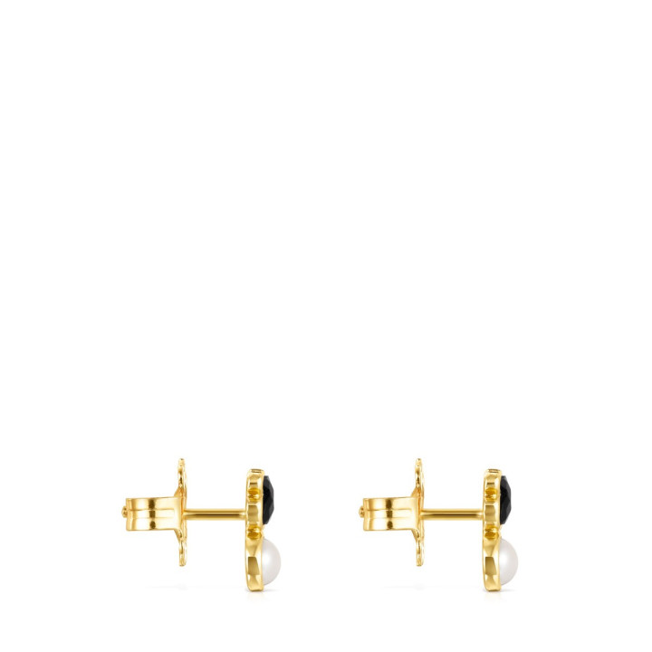 Orecchini TOUS Glory in Vermeil Oro con Onice e Perla