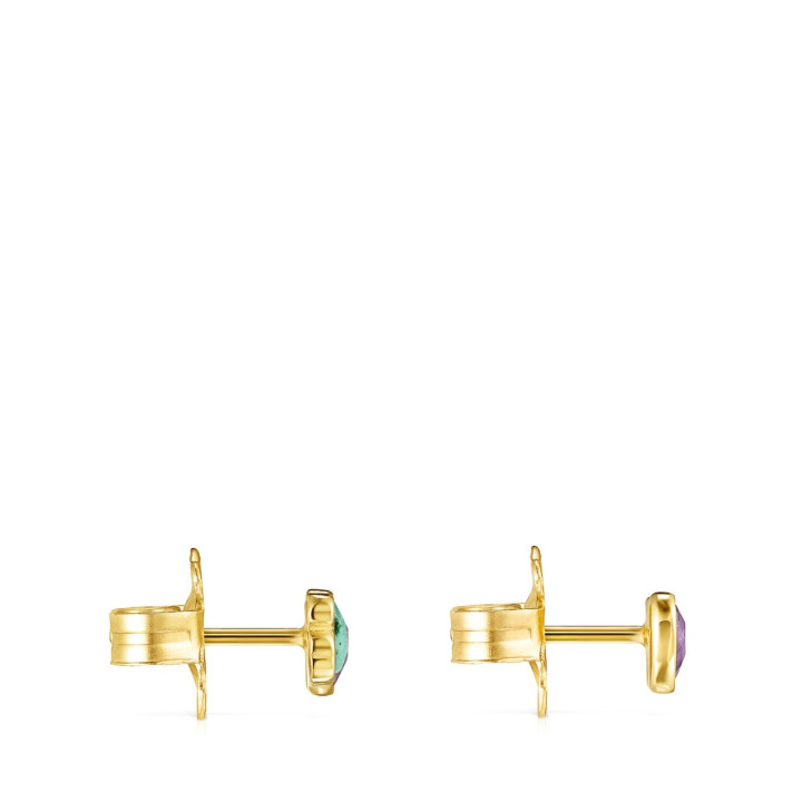 Orecchini TOUS Glory in Vermeil Oro con Amazonite e Ametista