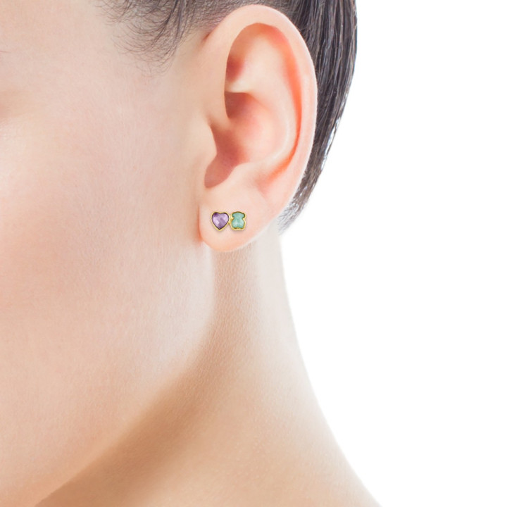 Orecchini TOUS Glory in Vermeil Oro con Amazonite e Ametista