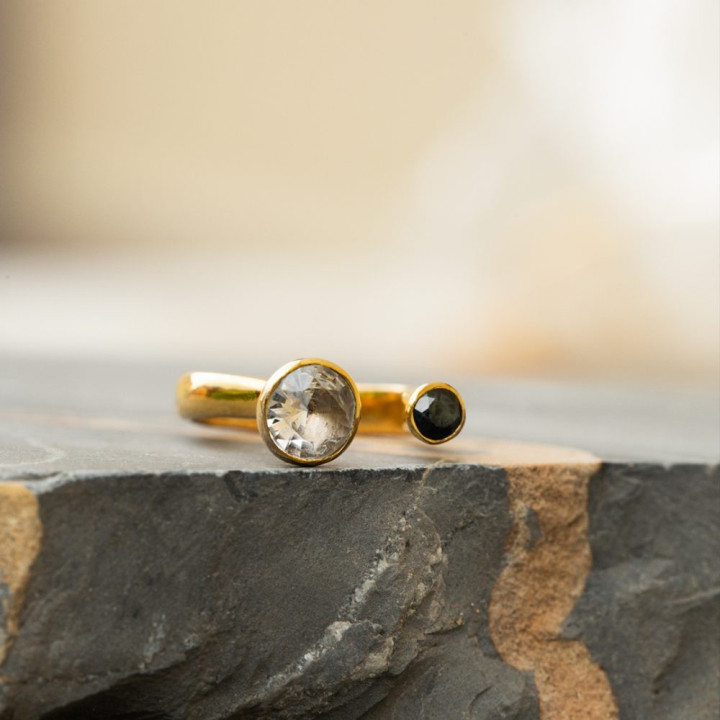 Anello Emi & Eve Unity Topazio Bianco e Zaffiro