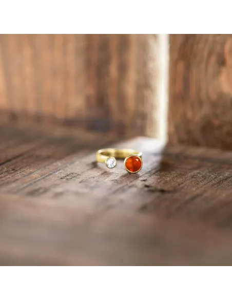 Anello Emi & Eve Unity Corniola e Topazio Bianco