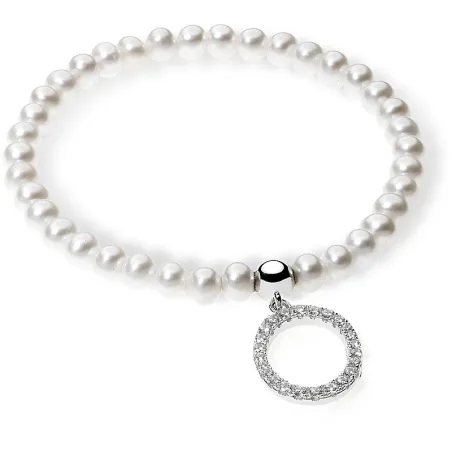Ambrosia Argento Bracciale Perle e Iniziale | Agold