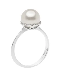 COMETE Anello Perla e Cuori in Oro bianco
