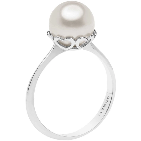 COMETE Anello Perla e Cuori in Oro bianco | Agold