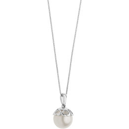 COMETE Collana in Oro bianco con Perla e Cuori