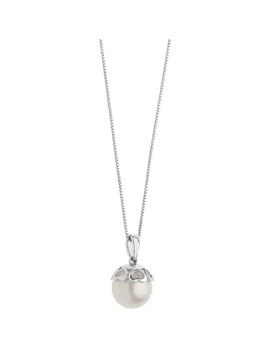 COMETE Collana in Oro bianco con Perla e Cuori | Agold
