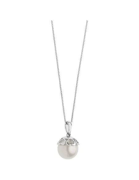 COMETE Collana in Oro bianco con Perla e Cuori | Agold