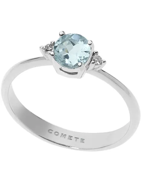 COMETE Anello in Oro, Diamanti e Acquamarina Tonda