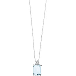 COMETE Collana in Oro Diamanti e Acquamarina Ottagonale