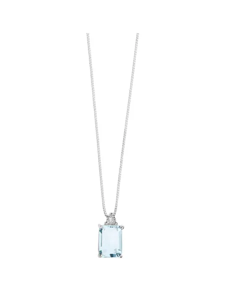 COMETE Collana in Oro Diamanti e Acquamarina Ottagonale | Agold